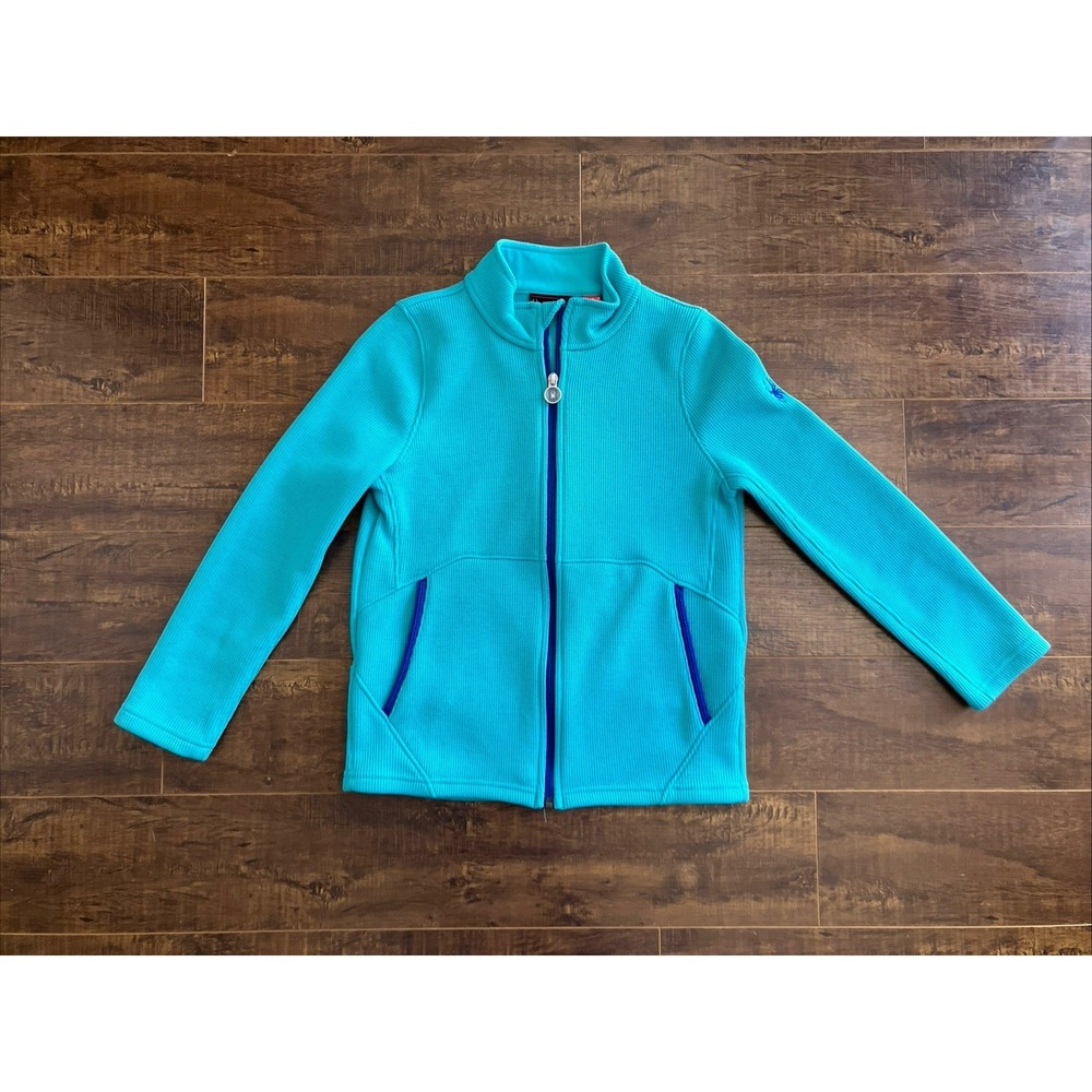 Spyder Girls Youth 18 Teal Full Zip Fleece Jacket Ski Midlayer